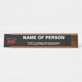 カスタマイズスタイリッシュ可能なモダン黒の検証済みブランド デスクネームプレート (正面)
