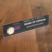 カスタマイズスタイリッシュ可能なモダン黒の検証済みブランド デスクネームプレート (側面)