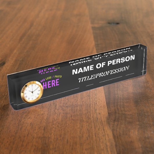 カスタマイズスタイリッシュ可能なモダン黒の検証済みブランド デスクネームプレート (側面)