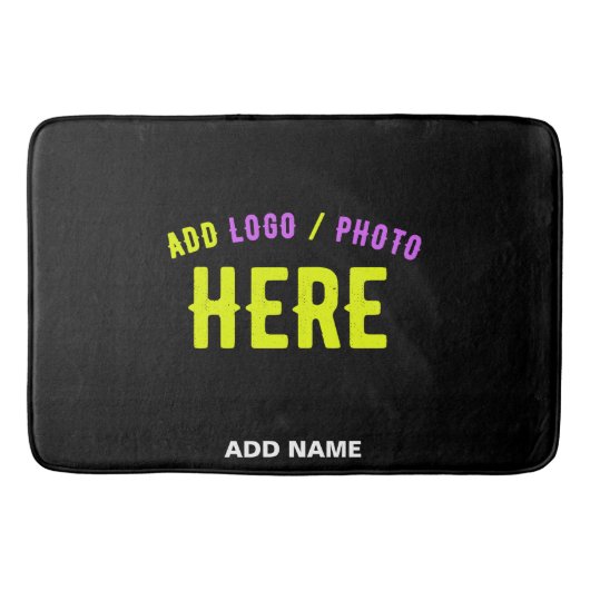 カスタマイズスタイリッシュ可能なモダン黒の検証済みブランド バスマット (正面)