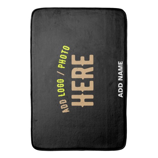 カスタマイズスタイリッシュ可能なモダン黒の検証済みブランド バスマット (正面縦)