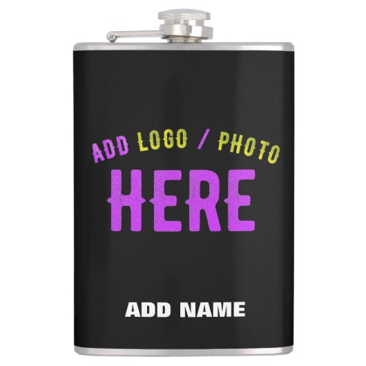 カスタマイズスタイリッシュ可能なモダン黒の検証済みブランド フラスク (正面)