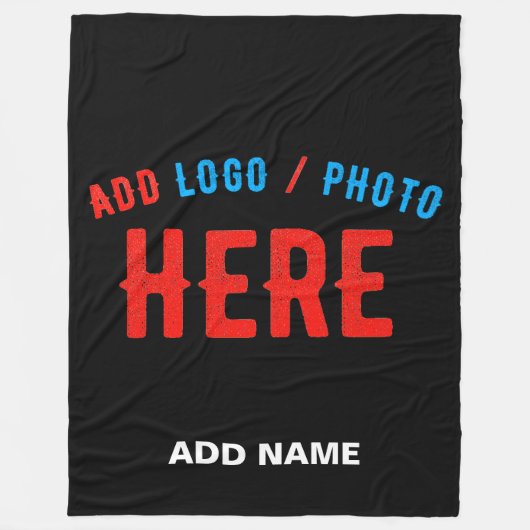 カスタマイズスタイリッシュ可能なモダン黒の検証済みブランド フリースブランケット (正面)