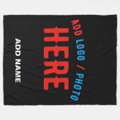 カスタマイズスタイリッシュ可能なモダン黒の検証済みブランド フリースブランケット (正面(横))