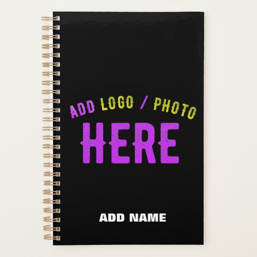 カスタマイズスタイリッシュ可能なモダン黒の検証済みブランド プランナー手帳 (正面)