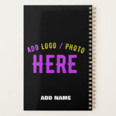 カスタマイズスタイリッシュ可能なモダン黒の検証済みブランド プランナー手帳 (裏面)