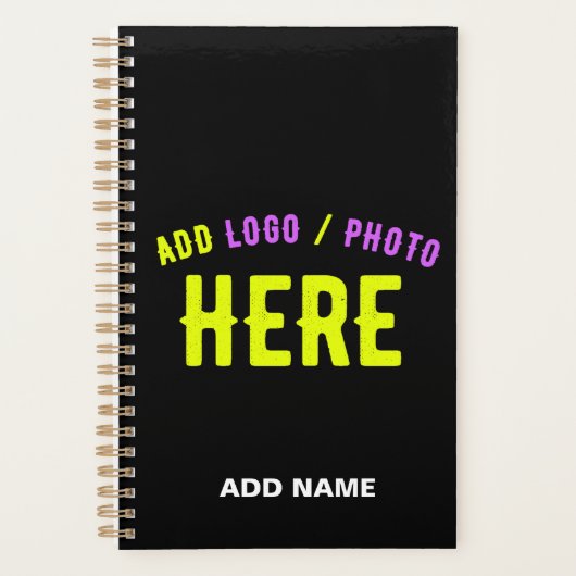 カスタマイズスタイリッシュ可能なモダン黒の検証済みブランド プランナー手帳 (正面)