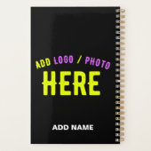 カスタマイズスタイリッシュ可能なモダン黒の検証済みブランド プランナー手帳 (裏面)