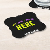 カスタマイズスタイリッシュ可能なモダン黒の検証済みブランド ペーパーコースター (アングル)