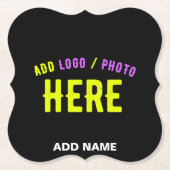 カスタマイズスタイリッシュ可能なモダン黒の検証済みブランド ペーパーコースター (正面)