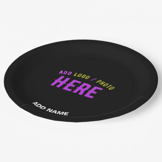 カスタマイズスタイリッシュ可能なモダン黒の検証済みブランド ペーパープレート (アングル)