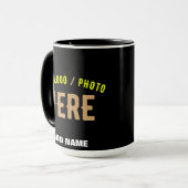 カスタマイズスタイリッシュ可能なモダン黒の検証済みブランド マグカップ (正面左)