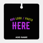 カスタマイズスタイリッシュ可能なモダン黒の検証済みブランド メタルオーナメント (裏面)