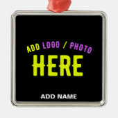 カスタマイズスタイリッシュ可能なモダン黒の検証済みブランド メタルオーナメント (正面)