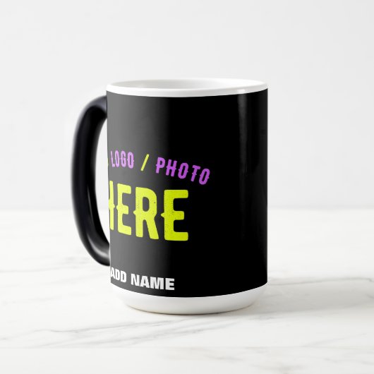 カスタマイズスタイリッシュ可能なモダン黒の検証済みブランド モーフィングマグカップ (正面左)