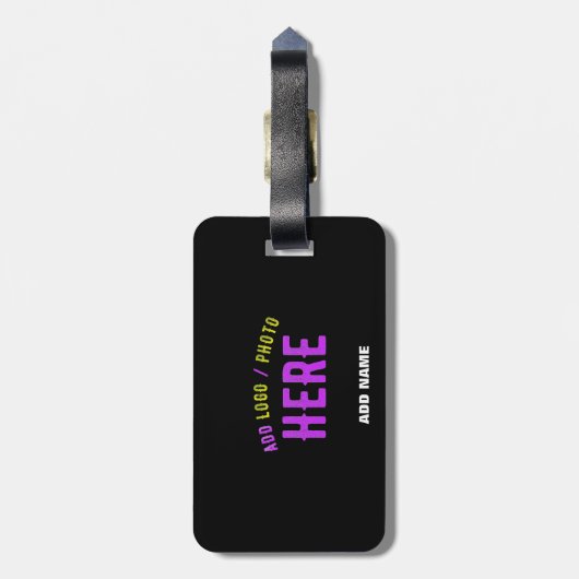 カスタマイズスタイリッシュ可能なモダン黒の検証済みブランド ラゲッジタグ (裏面縦)