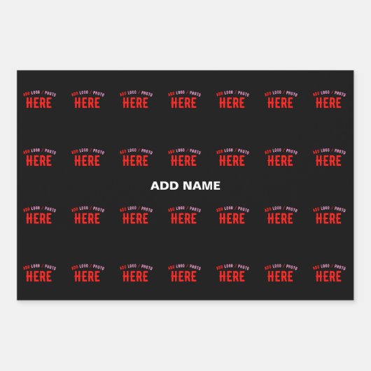 カスタマイズスタイリッシュ可能なモダン黒の検証済みブランド ラッピングペーパーシート (正面)