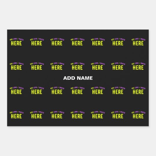 カスタマイズスタイリッシュ可能なモダン黒の検証済みブランド ラッピングペーパーシート (正面)