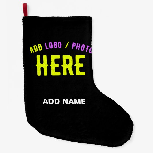 カスタマイズスタイリッシュ可能なモダン黒の検証済みブランド ラージクリスマスストッキング (正面)