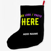 カスタマイズスタイリッシュ可能なモダン黒の検証済みブランド ラージクリスマスストッキング (裏面)