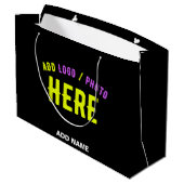 カスタマイズスタイリッシュ可能なモダン黒の検証済みブランド ラージペーパーバッグ (裏面アングル)