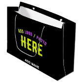 カスタマイズスタイリッシュ可能なモダン黒の検証済みブランド ラージペーパーバッグ (正面アングル)