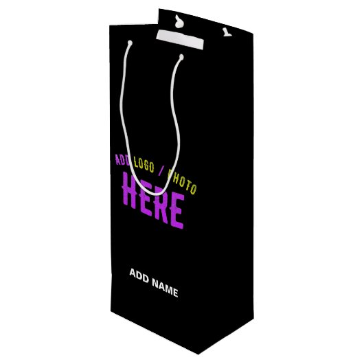 カスタマイズスタイリッシュ可能なモダン黒の検証済みブランド ワインギフトバッグ (裏面アングル)