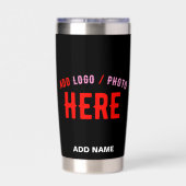 カスタマイズスタイリッシュ可能なモダン黒の検証済みブランド 保温保冷タンブラー (背面)