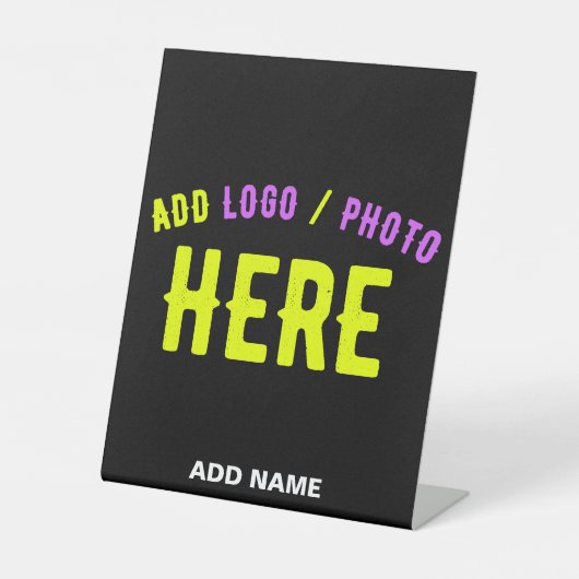 カスタマイズスタイリッシュ可能なモダン黒の検証済みブランド 台座サイン (正面)