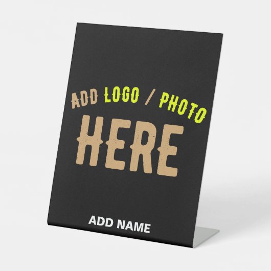 カスタマイズスタイリッシュ可能なモダン黒の検証済みブランド 台座サイン (正面)