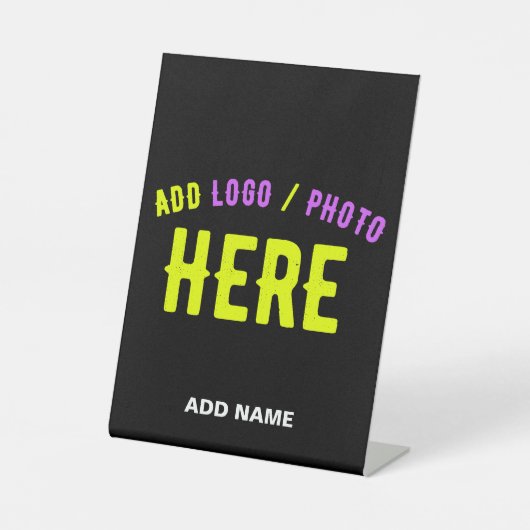 カスタマイズスタイリッシュ可能なモダン黒の検証済みブランド 台座サイン (正面)