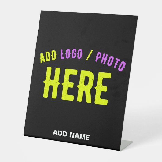 カスタマイズスタイリッシュ可能なモダン黒の検証済みブランド 台座サイン (正面)