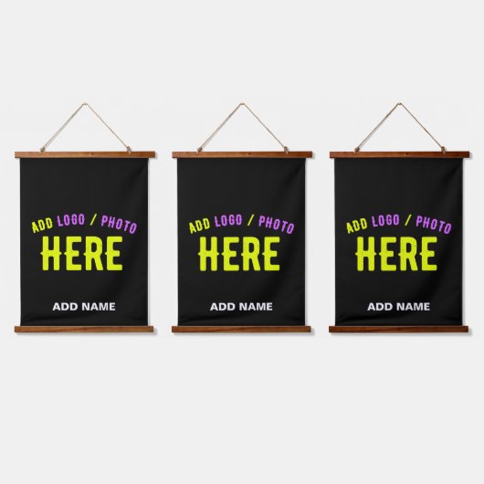 カスタマイズスタイリッシュ可能なモダン黒の検証済みブランド 吊り下げ型タペストリー (トリプル)