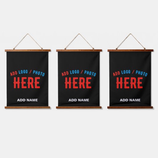 カスタマイズスタイリッシュ可能なモダン黒の検証済みブランド 吊り下げ型タペストリー (トリプル)