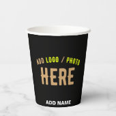 カスタマイズスタイリッシュ可能なモダン黒の検証済みブランド 紙コップ (裏面)