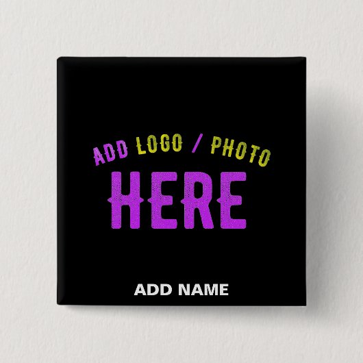 カスタマイズスタイリッシュ可能なモダン黒の検証済みブランド 缶バッジ (正面)