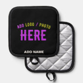 カスタマイズスタイリッシュ可能なモダン黒の検証済みブランド 鍋敷き (正面/裏面)