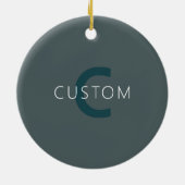 カスタマイズスタイリッシュ可能なモノグラムテンプレート セラミックオーナメント (裏面)