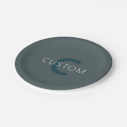 カスタマイズスタイリッシュ可能なモノグラムテンプレート ペーパープレート (アングル)