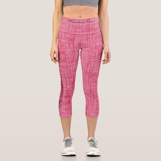 カスタマイズスタイリッシュ可能な文字とロゴ付きピンクデニム カプリレギンス (正面)