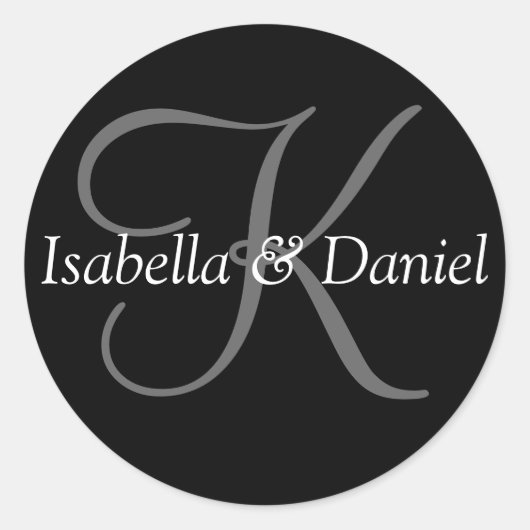 カスタマイズスタイリッシュ可能な新婦の結婚モノグラム ラウンドシール (正面)