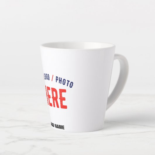 カスタマイズスタイリッシュ可能な白モダン検証済みブランド カフェラテマグ (右アングル)