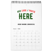 カスタマイズスタイリッシュ可能な白モダン検証済みブランド カレンダー (3月 2026)