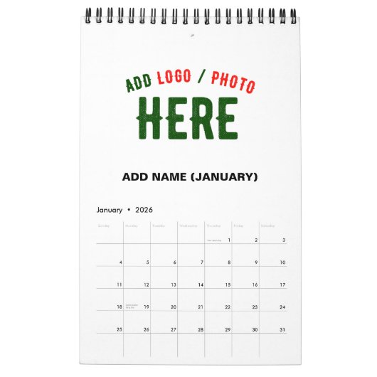 カスタマイズスタイリッシュ可能な白モダン検証済みブランド カレンダー (1月 2026)
