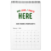 カスタマイズスタイリッシュ可能な白モダン検証済みブランド カレンダー (2月 2026)