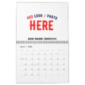 カスタマイズスタイリッシュ可能な白モダン検証済みブランド カレンダー (3月 2026)