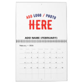 カスタマイズスタイリッシュ可能な白モダン検証済みブランド カレンダー (2月 2026)