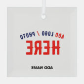 カスタマイズスタイリッシュ可能な白モダン検証済みブランド ガラスオーナメント (裏面)