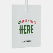 カスタマイズスタイリッシュ可能な白モダン検証済みブランド ガラスオーナメント (正面右)