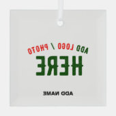 カスタマイズスタイリッシュ可能な白モダン検証済みブランド ガラスオーナメント (裏面)